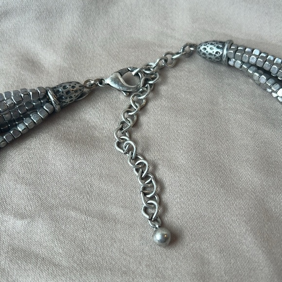 Chico’s Tribal Six Strand Silver Tone Beaded  Necklace - Picture 4 of 5